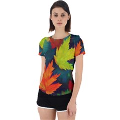 Leaves Foliage Autumn Nature Forest Fall Back Cut Out Sport Tee by Uceng