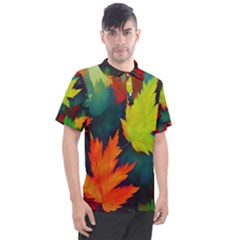 Leaves Foliage Autumn Nature Forest Fall Men s Polo Tee by Uceng