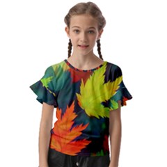 Leaves Foliage Autumn Nature Forest Fall Kids  Cut Out Flutter Sleeves by Uceng