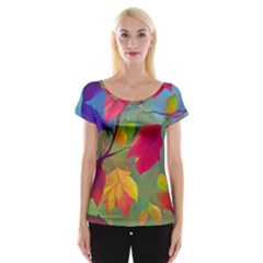 Leaves Foliage Autumn Branch Trees Nature Forest Cap Sleeve Top by Uceng