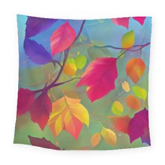 Leaves Foliage Autumn Branch Trees Nature Forest Square Tapestry (large) by Uceng