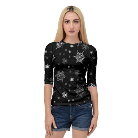 Christmas Snowflake Seamless Pattern With Tiled Falling Snow Quarter Sleeve Raglan Tee by Uceng