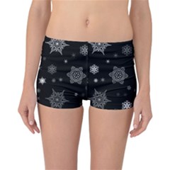 Christmas Snowflake Seamless Pattern With Tiled Falling Snow Reversible Boyleg Bikini Bottoms by Uceng