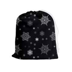 Christmas Snowflake Seamless Pattern With Tiled Falling Snow Drawstring Pouch (xl) by Uceng