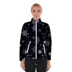 Christmas Snowflake Seamless Pattern With Tiled Falling Snow Women s Bomber Jacket by Uceng