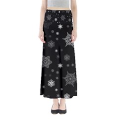 Christmas Snowflake Seamless Pattern With Tiled Falling Snow Full Length Maxi Skirt by Uceng