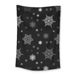 Christmas Snowflake Seamless Pattern With Tiled Falling Snow Small Tapestry by Uceng