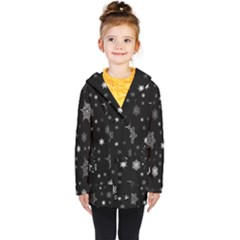 Christmas Snowflake Seamless Pattern With Tiled Falling Snow Kids  Double Breasted Button Coat by Uceng