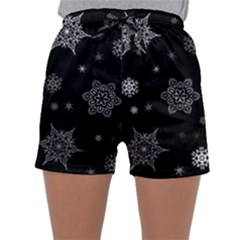 Christmas Snowflake Seamless Pattern With Tiled Falling Snow Sleepwear Shorts by Uceng