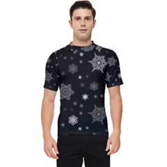 Christmas Snowflake Seamless Pattern With Tiled Falling Snow Men s Short Sleeve Rash Guard by Uceng