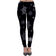 Christmas Snowflake Seamless Pattern With Tiled Falling Snow Lightweight Velour Leggings by Uceng