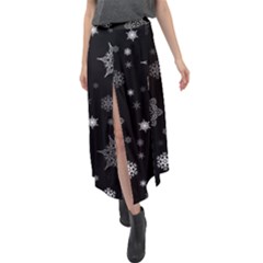 Christmas Snowflake Seamless Pattern With Tiled Falling Snow Velour Split Maxi Skirt by Uceng