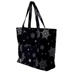 Christmas Snowflake Seamless Pattern With Tiled Falling Snow Zip Up Canvas Bag by Uceng