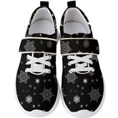 Christmas Snowflake Seamless Pattern With Tiled Falling Snow Men s Velcro Strap Shoes