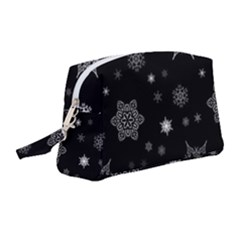 Christmas Snowflake Seamless Pattern With Tiled Falling Snow Wristlet Pouch Bag (medium)