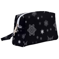 Christmas Snowflake Seamless Pattern With Tiled Falling Snow Wristlet Pouch Bag (large)