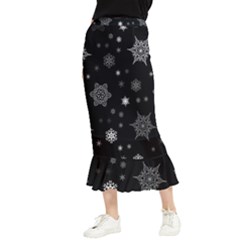 Christmas Snowflake Seamless Pattern With Tiled Falling Snow Maxi Fishtail Chiffon Skirt by Uceng