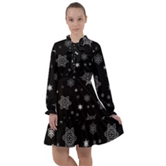 Christmas Snowflake Seamless Pattern With Tiled Falling Snow All Frills Chiffon Dress by Uceng