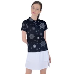 Christmas Snowflake Seamless Pattern With Tiled Falling Snow Women s Polo Tee