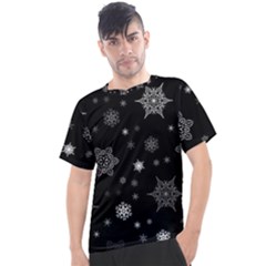 Christmas Snowflake Seamless Pattern With Tiled Falling Snow Men s Sport Top by Uceng