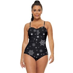 Christmas Snowflake Seamless Pattern With Tiled Falling Snow Retro Full Coverage Swimsuit by Uceng