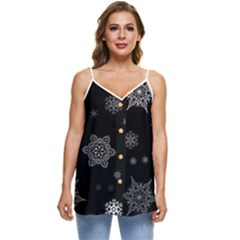 Christmas Snowflake Seamless Pattern With Tiled Falling Snow Casual Spaghetti Strap Chiffon Top by Uceng