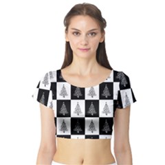 Christmas Tree Xmas Tree Short Sleeve Crop Top by Uceng