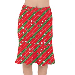 Christmas Paper Star Texture Short Mermaid Skirt by Uceng