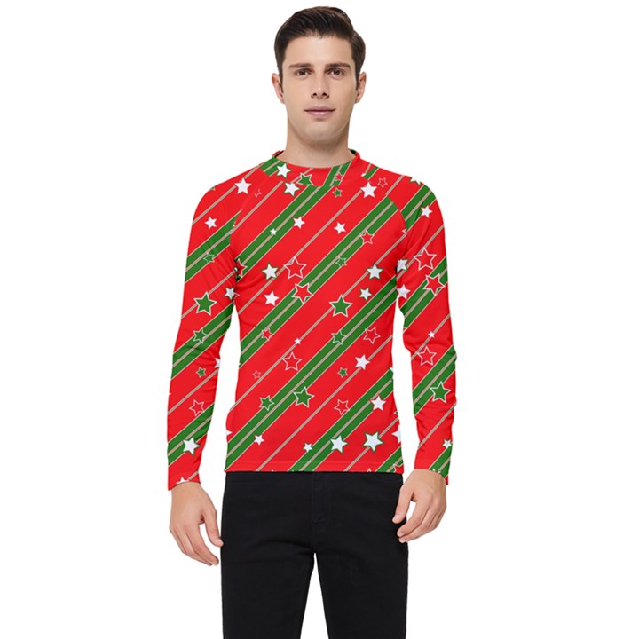 Christmas Paper Star Texture Men s Long Sleeve Rash Guard