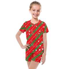 Christmas Paper Star Texture Kids  Mesh Tee And Shorts Set