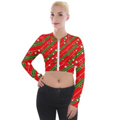 Christmas Paper Star Texture Long Sleeve Cropped Velvet Jacket by Uceng