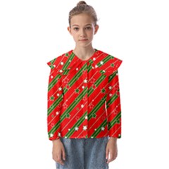 Christmas Paper Star Texture Kids  Peter Pan Collar Blouse by Uceng