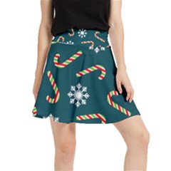 Christmas Seamless Pattern With Candies Snowflakes Waistband Skirt by Uceng