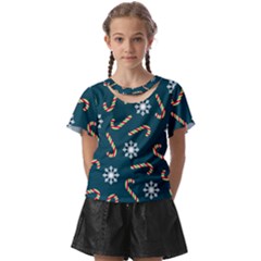 Christmas Seamless Pattern With Candies Snowflakes Kids  Front Cut Tee by Uceng