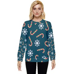 Christmas Seamless Pattern With Candies Snowflakes Hidden Pocket Sweatshirt by Uceng