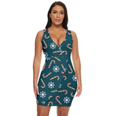 Christmas Seamless Pattern With Candies Snowflakes Draped Bodycon Dress by Uceng