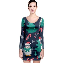 Colorful Funny Christmas Pattern Long Sleeve Bodycon Dress by Uceng