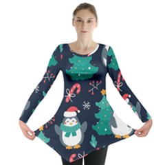 Colorful Funny Christmas Pattern Long Sleeve Tunic  by Uceng