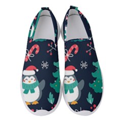 Colorful Funny Christmas Pattern Women s Slip On Sneakers by Uceng