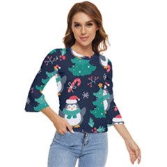 Colorful Funny Christmas Pattern Bell Sleeve Top