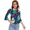 Colorful Funny Christmas Pattern Bell Sleeve Top View1