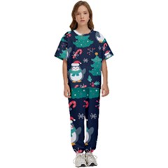 Colorful Funny Christmas Pattern Kids  Tee And Pants Sports Set by Uceng