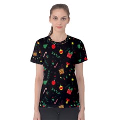 Christmas Pattern Texture Colorful Wallpaper Women s Cotton Tee