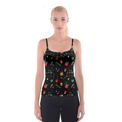 Christmas Pattern Texture Colorful Wallpaper Spaghetti Strap Top by Uceng