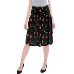 Christmas Pattern Texture Colorful Wallpaper Midi Beach Skirt by Uceng