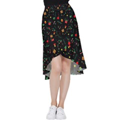 Christmas Pattern Texture Colorful Wallpaper Frill Hi Low Chiffon Skirt by Uceng