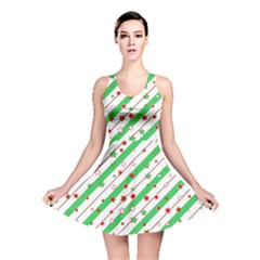 Christmas Paper Stars Pattern Texture Background Colorful Colors Seamless Reversible Skater Dress by Uceng