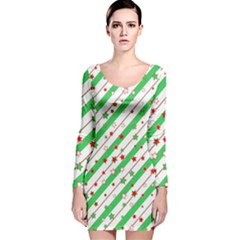 Christmas Paper Stars Pattern Texture Background Colorful Colors Seamless Long Sleeve Velvet Bodycon Dress by Uceng