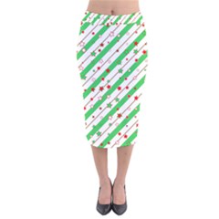 Christmas Paper Stars Pattern Texture Background Colorful Colors Seamless Velvet Midi Pencil Skirt by Uceng