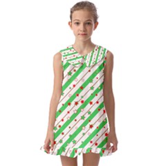 Christmas Paper Stars Pattern Texture Background Colorful Colors Seamless Kids  Pilgrim Collar Ruffle Hem Dress by Uceng